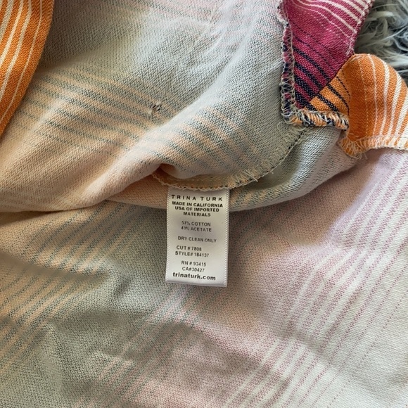 TRINA TURK STRIPED HOODIE V NECK PULLOVER TOP MULTI COLOR Size XS - Picture 13 of 16